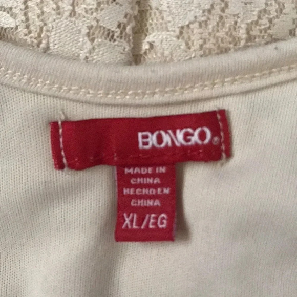 BONGO lace floral top lined gathered on sides short sleeve cream size XL - Picture 3 of 7